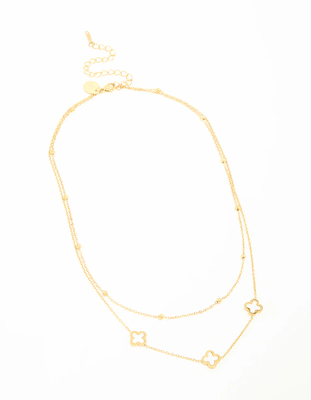 Waterproof Gold Plated Stainless Steel Flower Layered Necklace - Image 4