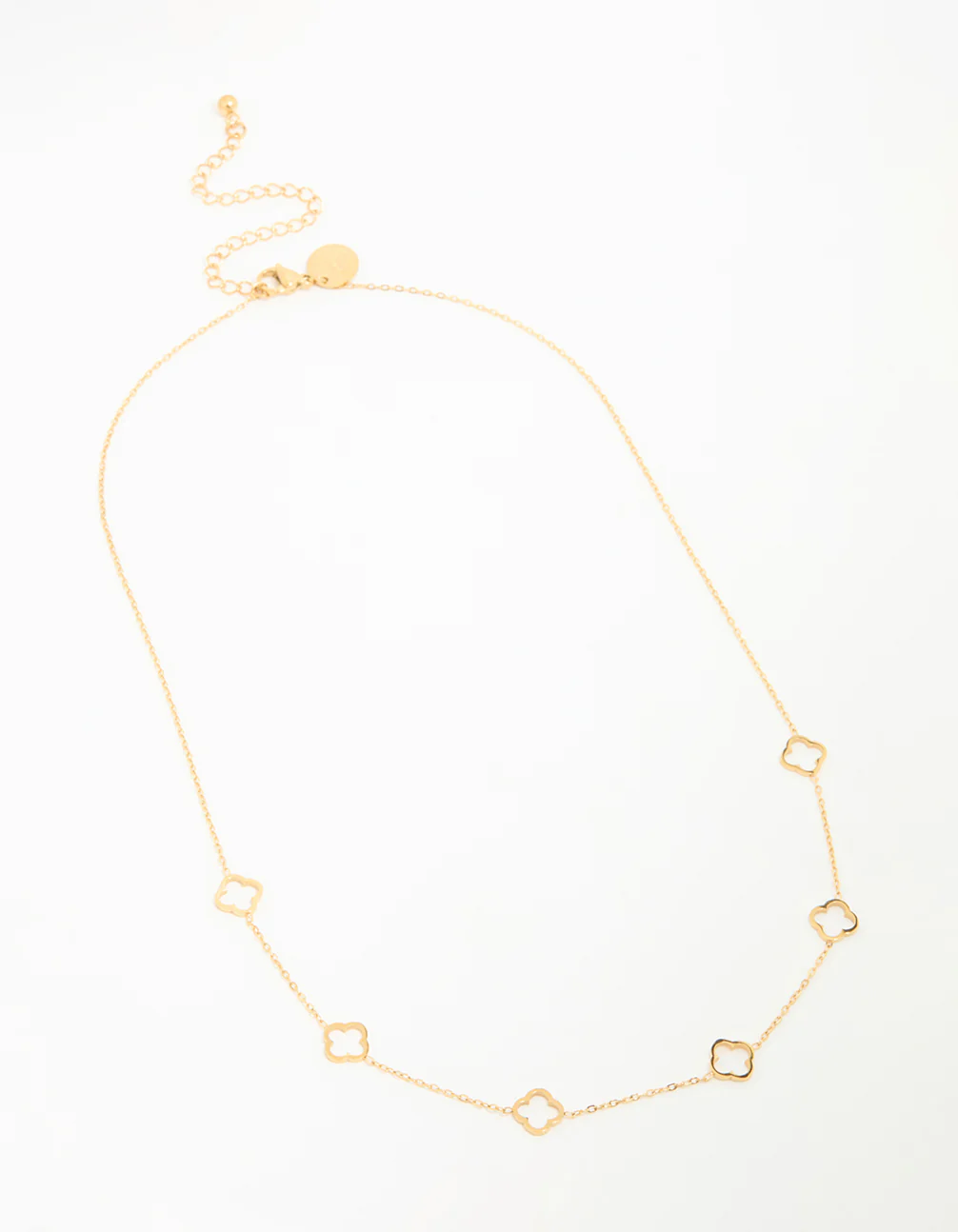 Waterproof Gold Plated Stainless Steel Hollow Flower Pendant Necklace - Image 4