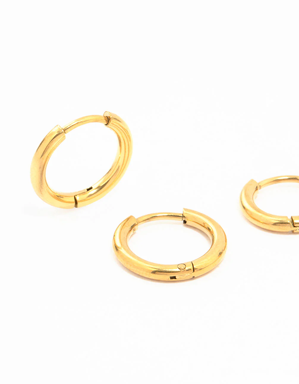 Waterproof Gold Plated Stainless Steel Medium Hoop Earrings 2-Pack - Image 4