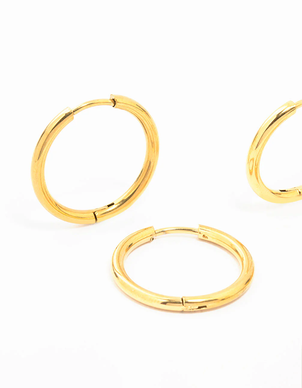 Waterproof Gold Plated Stainless Steel Mini Hoop Earrings 2-Pack - Image 2