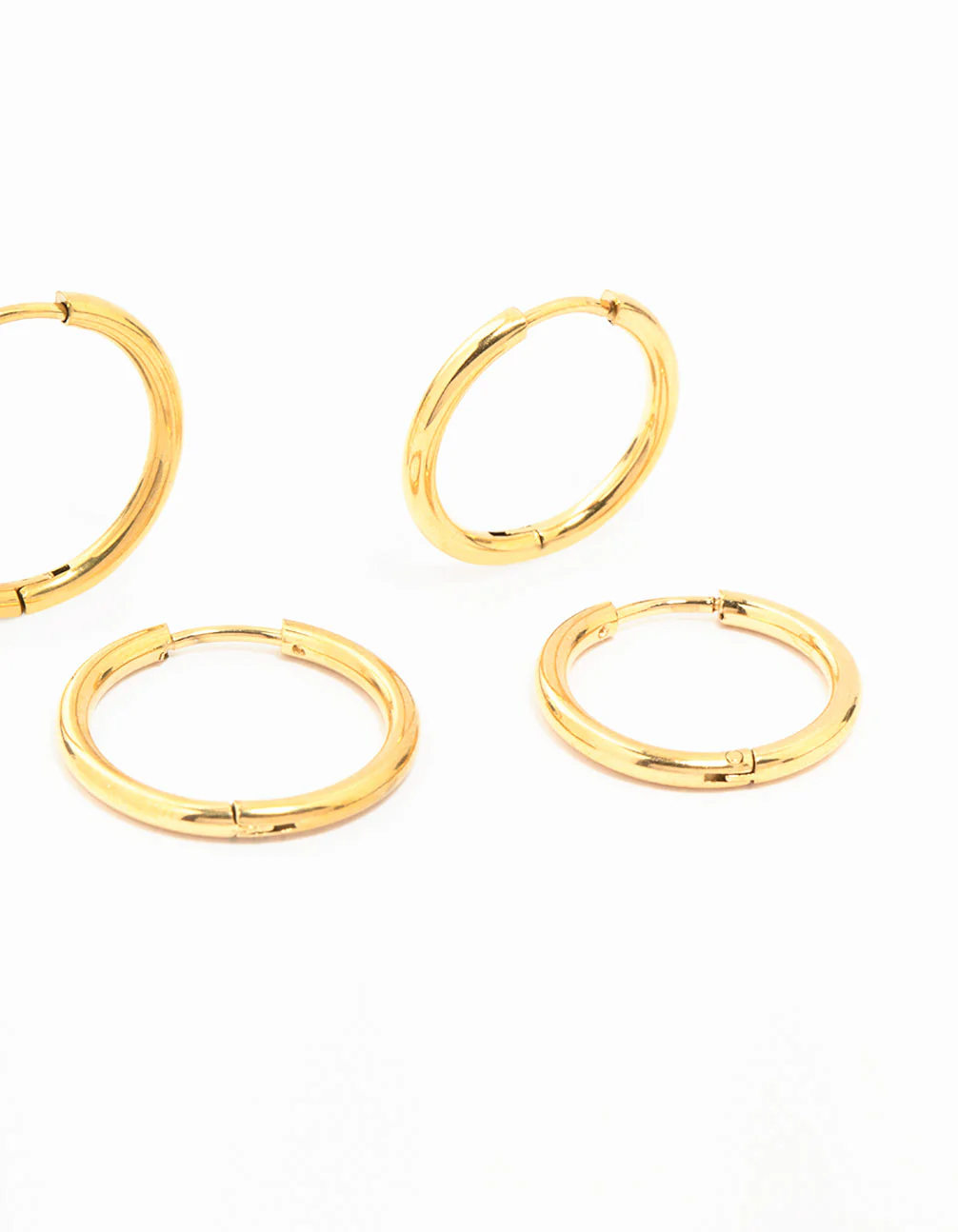 Waterproof Gold Plated Stainless Steel Mini Hoop Earrings 2-Pack - Image 3