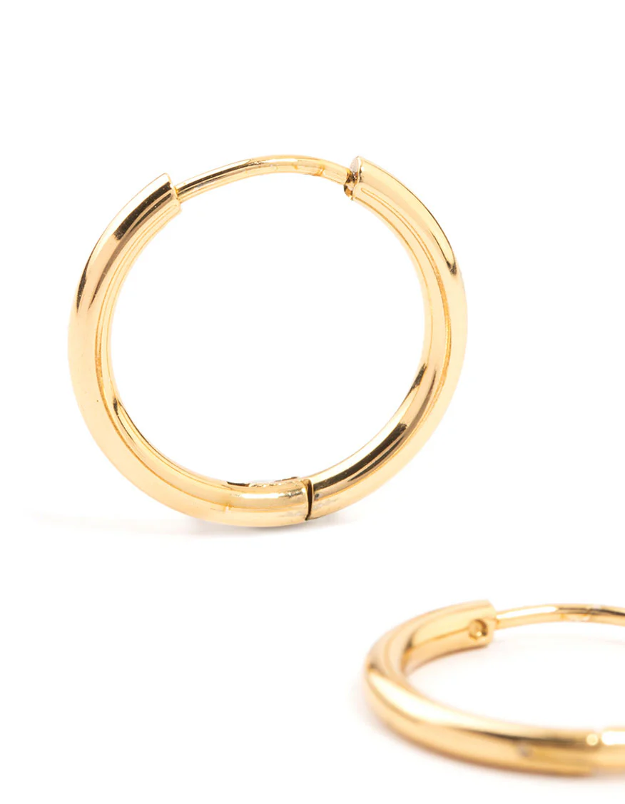 Gold Plated Stainless Steel Thin Clicker Hoop Earrings 18mm - Image 4