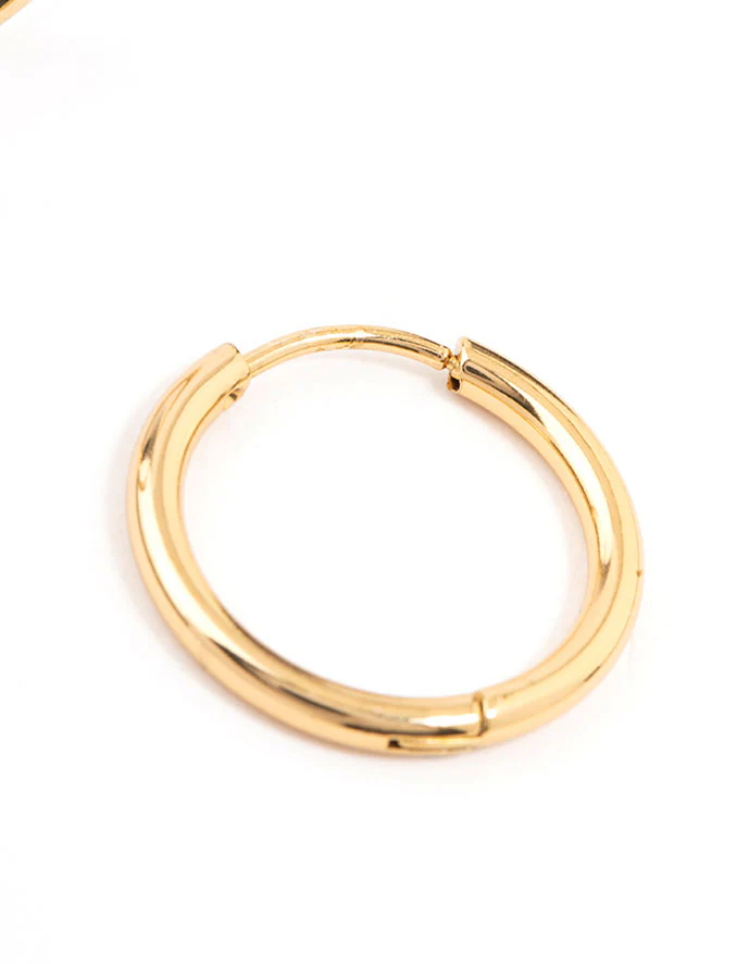 Gold Plated Stainless Steel Thin Clicker Hoop Earrings 18mm - Image 5
