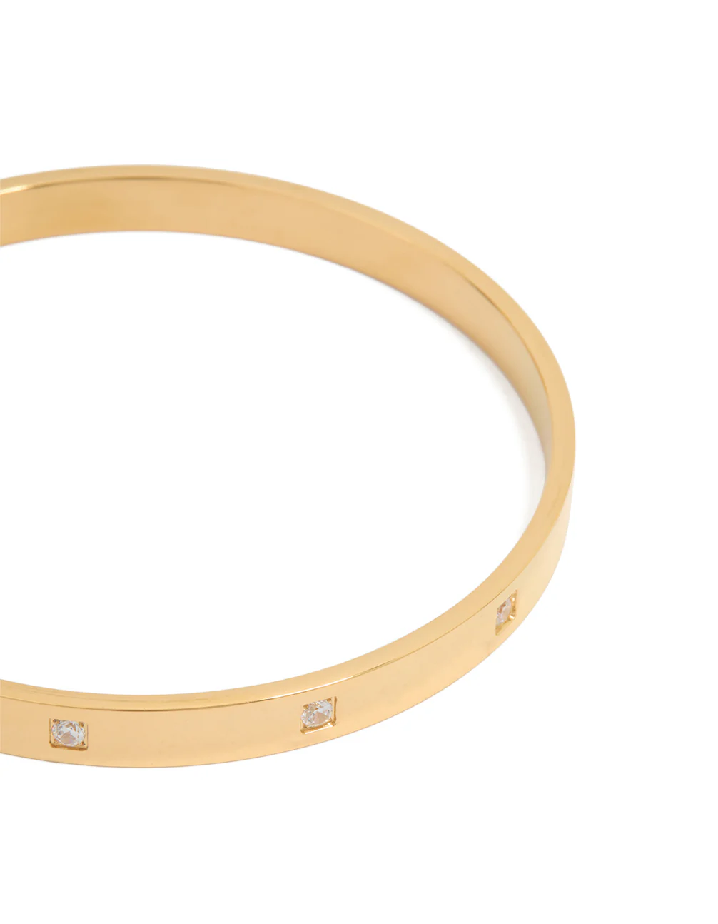 Waterproof Gold Plated Stainless Steel Triangular Cubic Zirconia Flat Bangle - Image 2