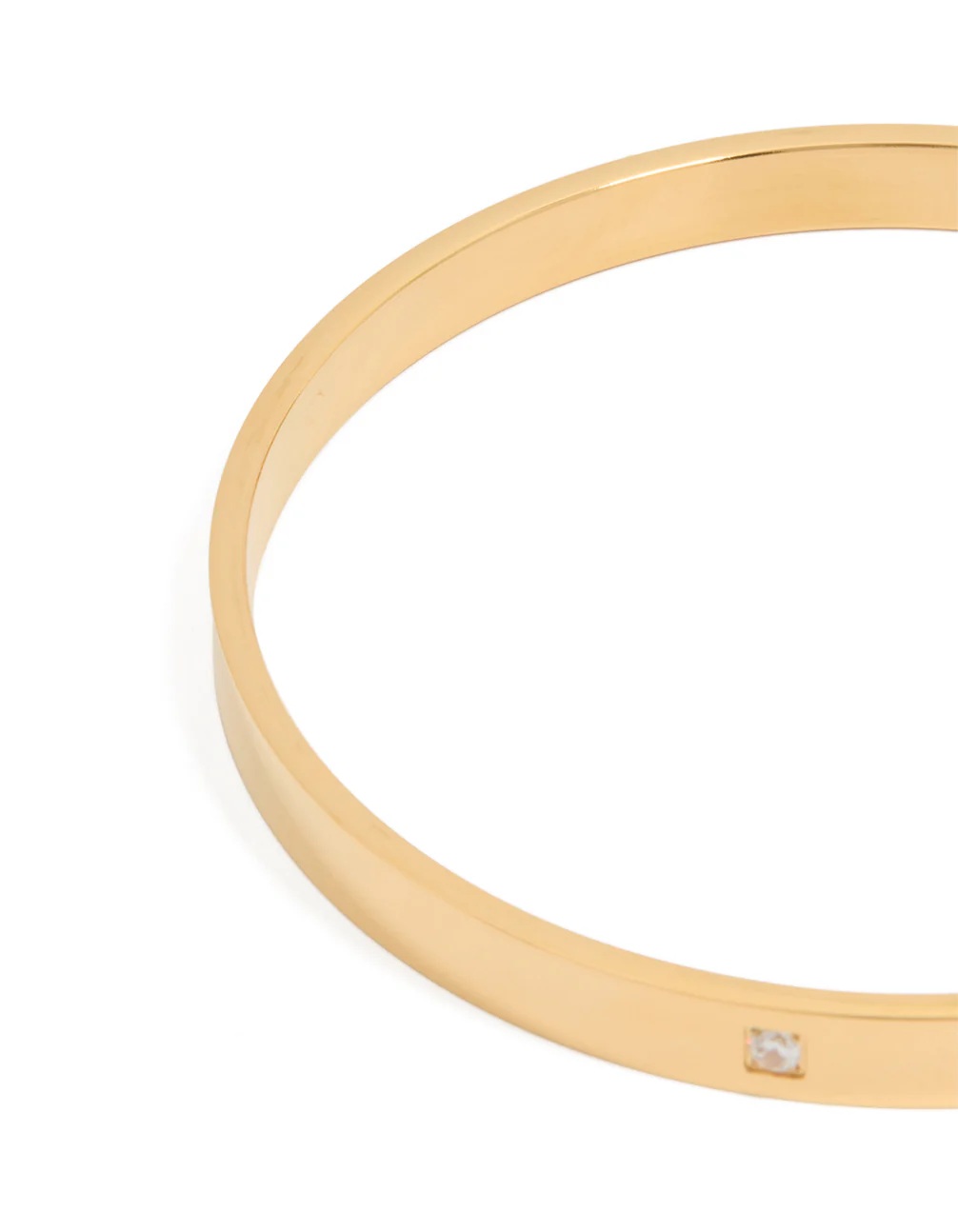 Waterproof Gold Plated Stainless Steel Triangular Cubic Zirconia Flat Bangle - Image 3