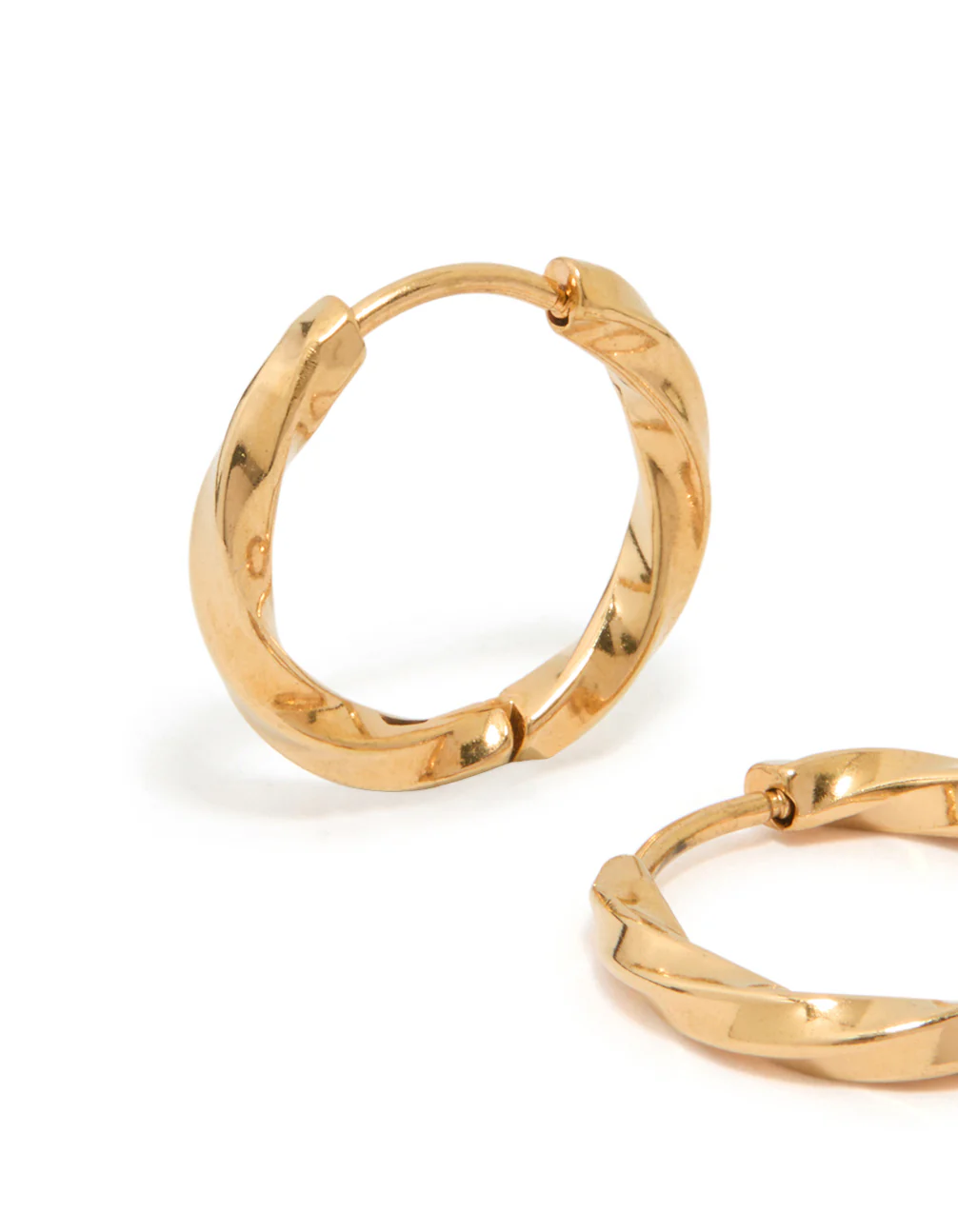 Waterproof Gold Plated Stainless Steel Twisted Hoop Earrings - Image 4