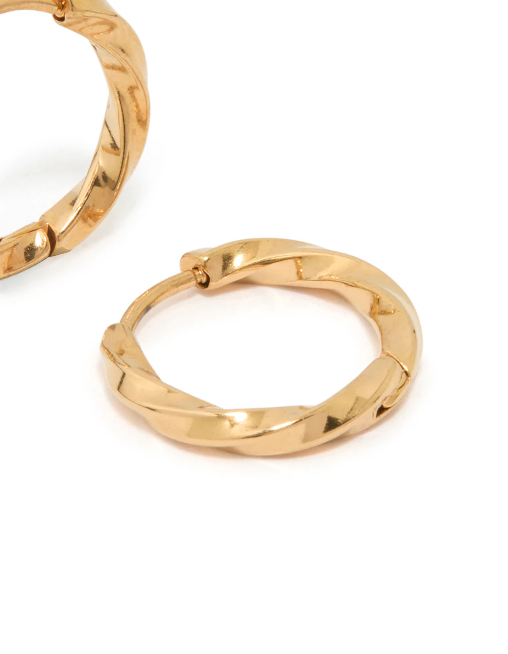 Waterproof Gold Plated Stainless Steel Twisted Hoop Earrings - Image 5