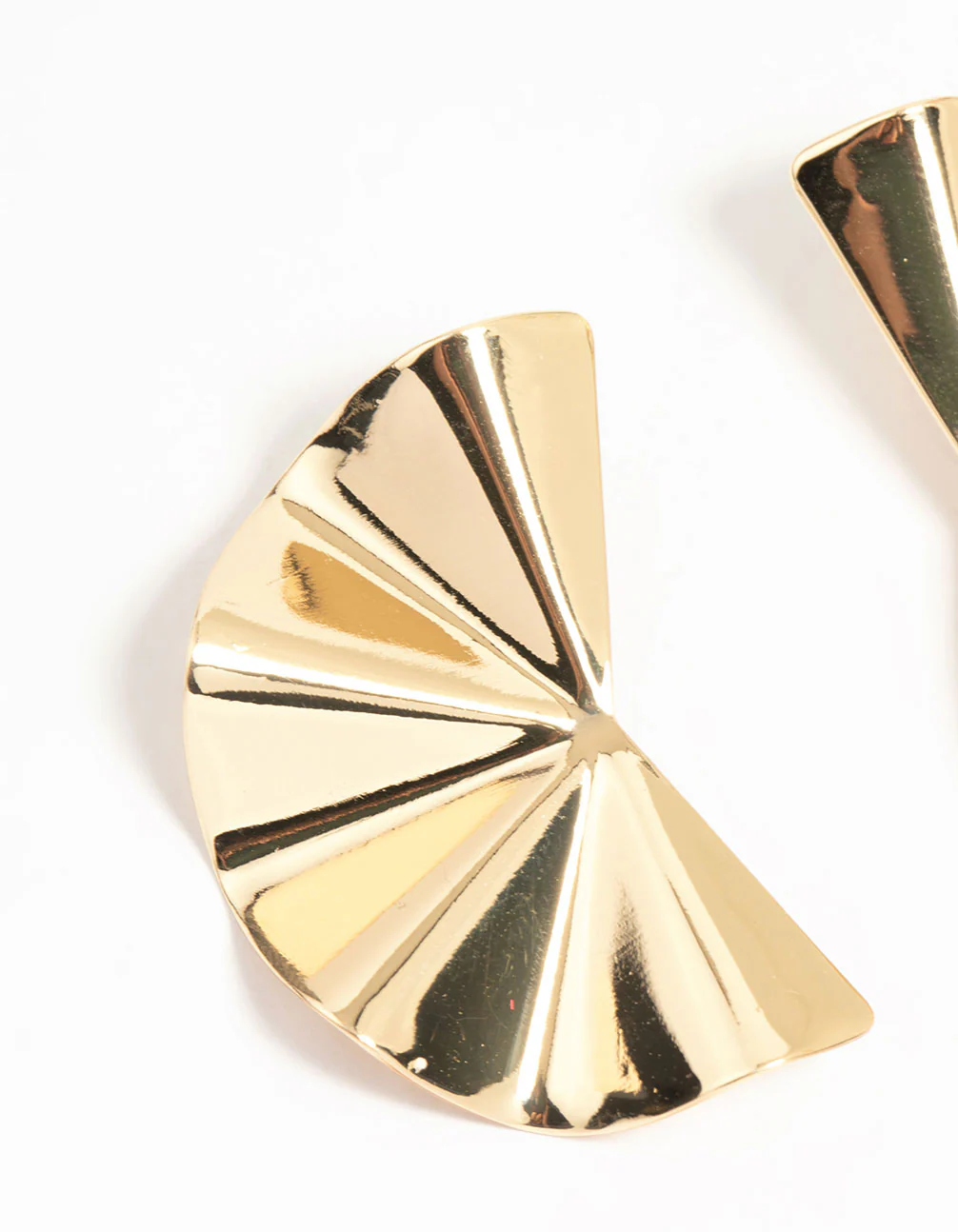 Gold Plated Statement Fan Stud Earrings - Image 4