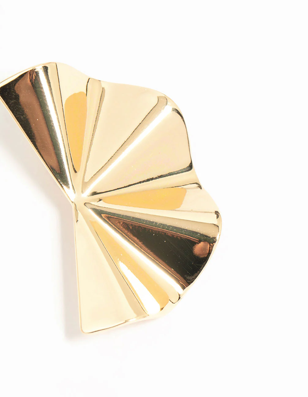 Gold Plated Statement Fan Stud Earrings - Image 5