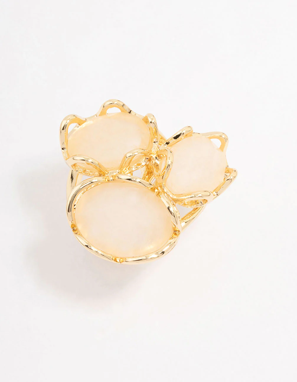 Gold Plated Statement Semi-Precious Trio Ring - Image 2