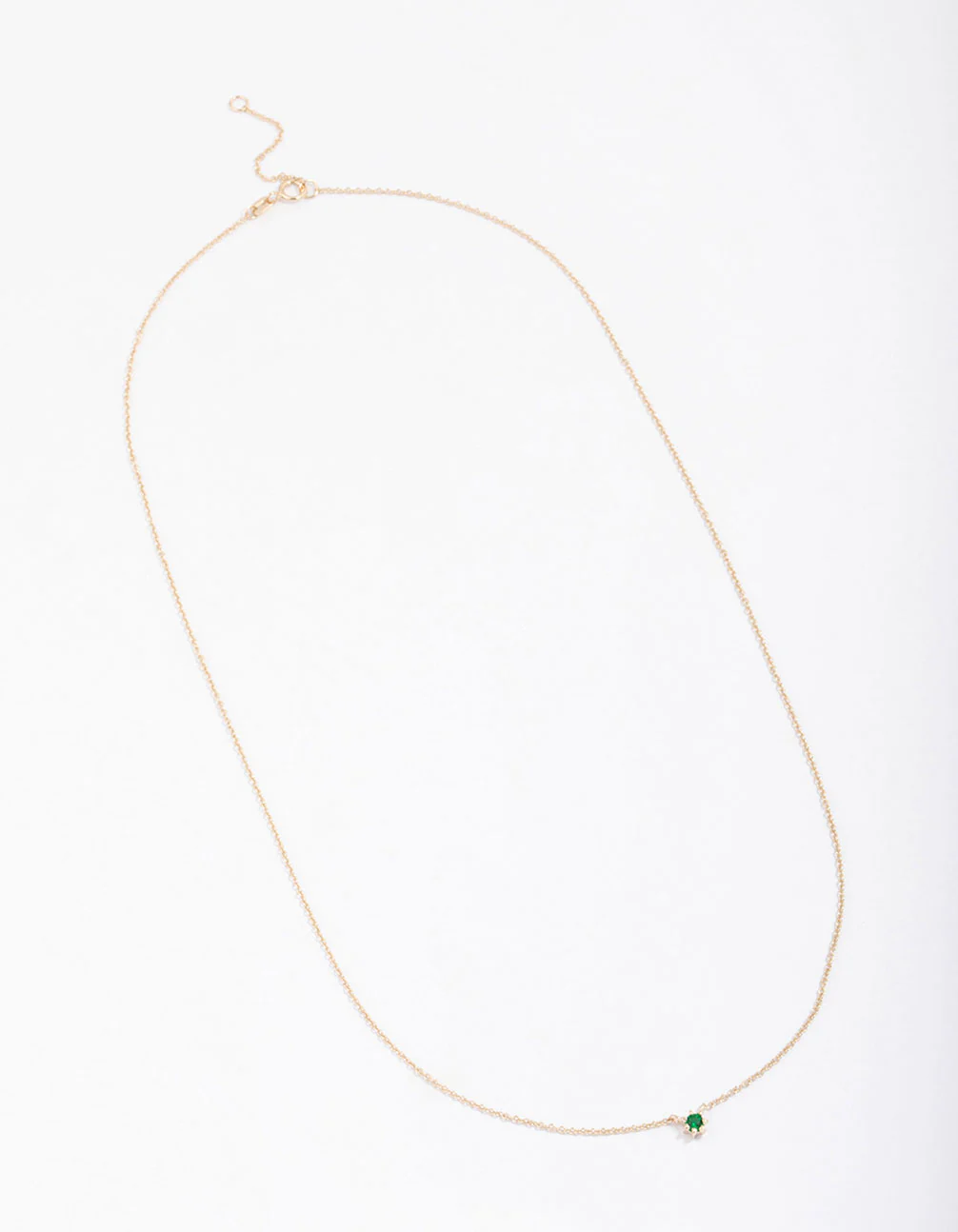 Gold Plated Sterling Mini Emerald Silver Cubic Zirconia Pendant Necklace - Image 2