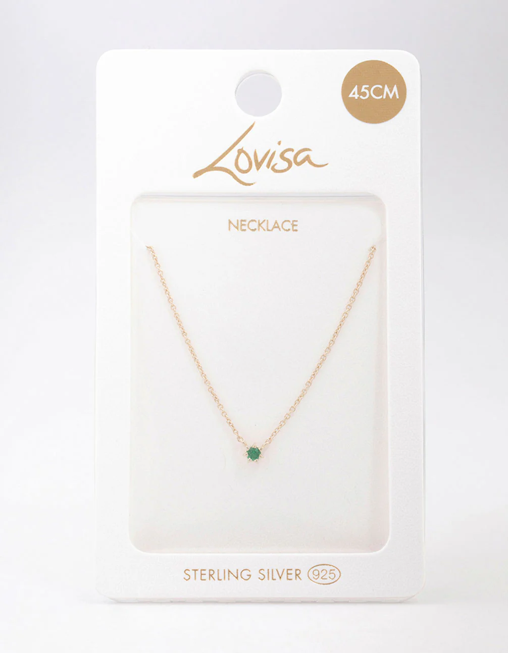 Gold Plated Sterling Mini Emerald Silver Cubic Zirconia Pendant Necklace - Image 3