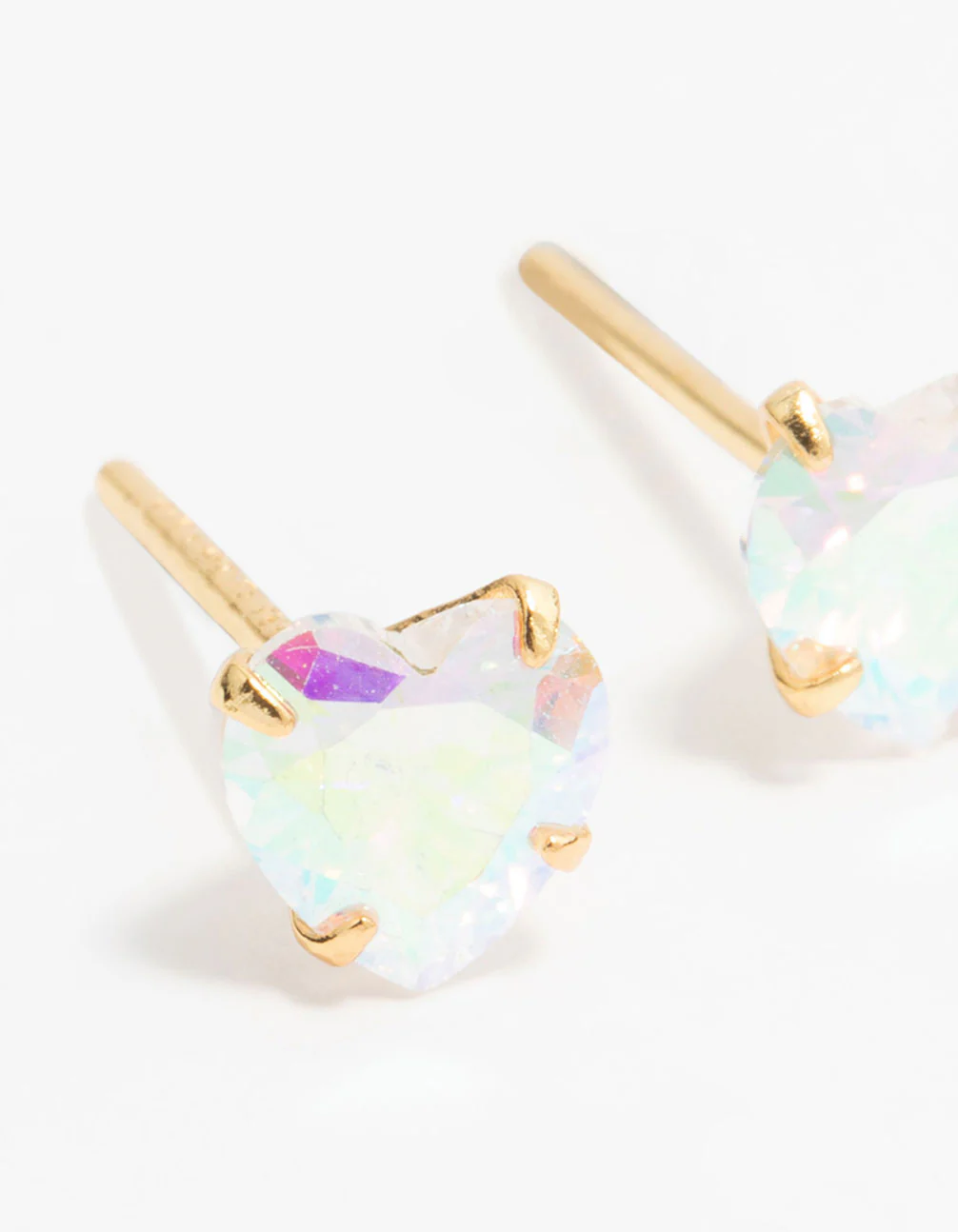 Gold Plated Sterling Silver Aurora Heart Stud Earrings - Image 4