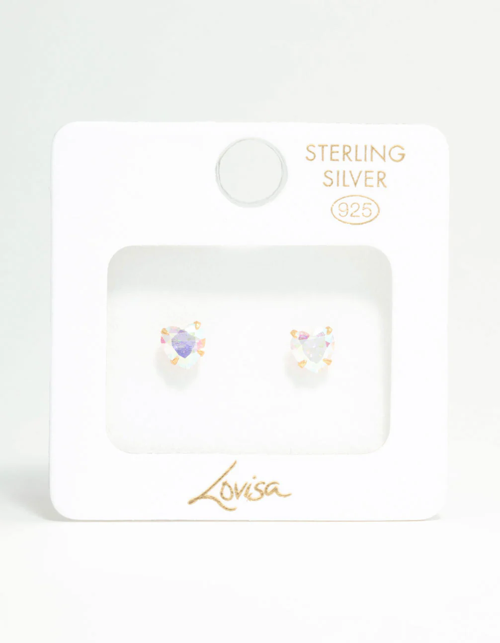 Gold Plated Sterling Silver Aurora Heart Stud Earrings - Image 5