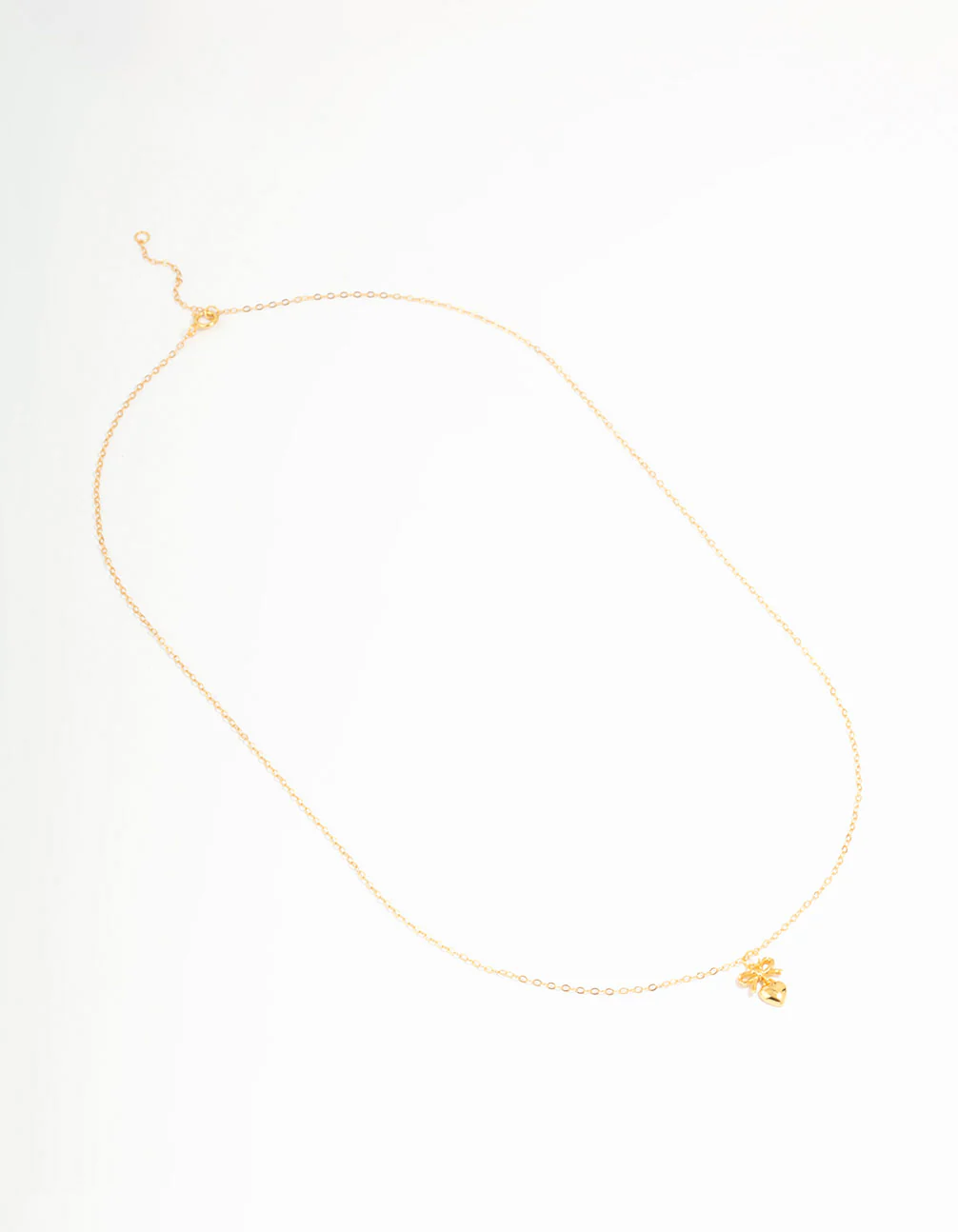 Gold Plated Sterling Silver Bow & Heart Necklace - Image 4