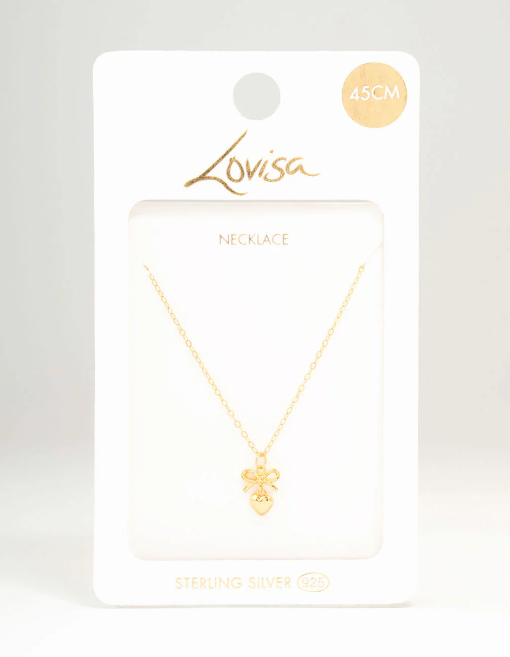 Gold Plated Sterling Silver Bow & Heart Necklace - Image 5