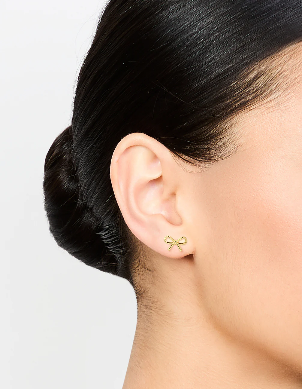 Gold Plated Sterling Silver Bow Stud Earrings - Image 2