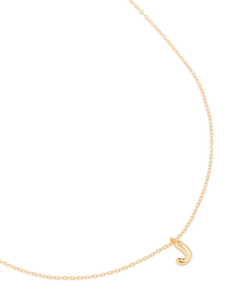 Gold Plated Sterling Silver Bubble Letter J Necklace - Image 2
