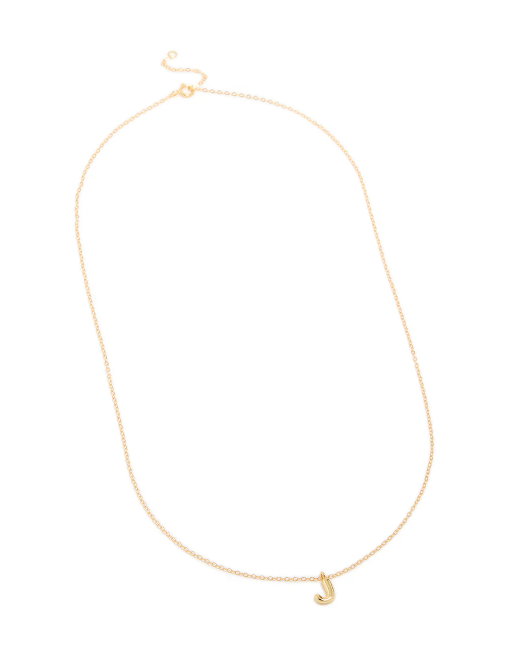 Gold Plated Sterling Silver Bubble Letter J Necklace - Image 4