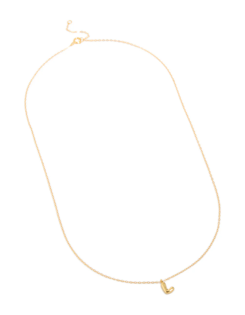 Gold Plated Sterling Silver Bubble Letter L Necklace - Image 4