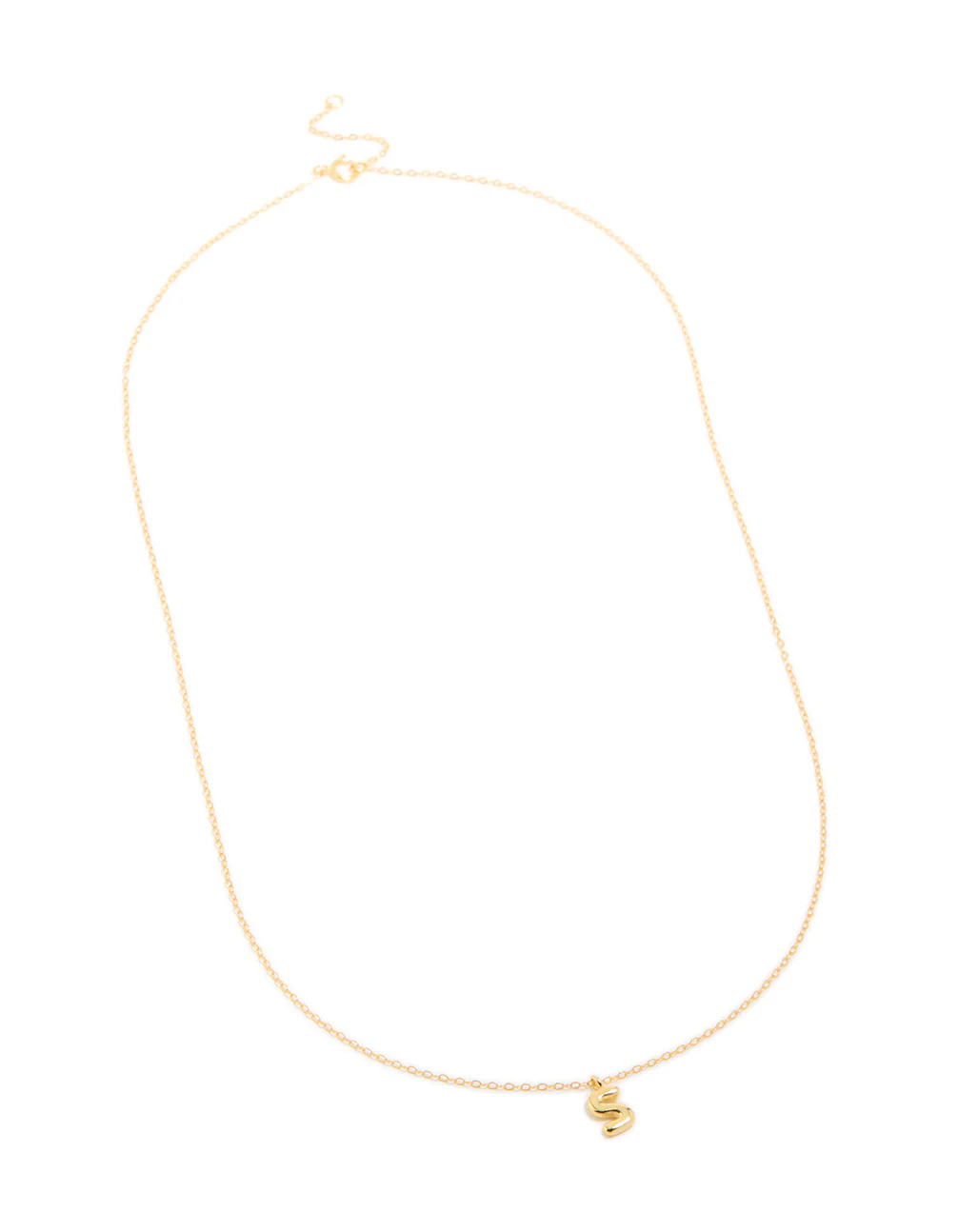 Gold Plated Sterling Silver Bubble Letter S Necklace - Image 4