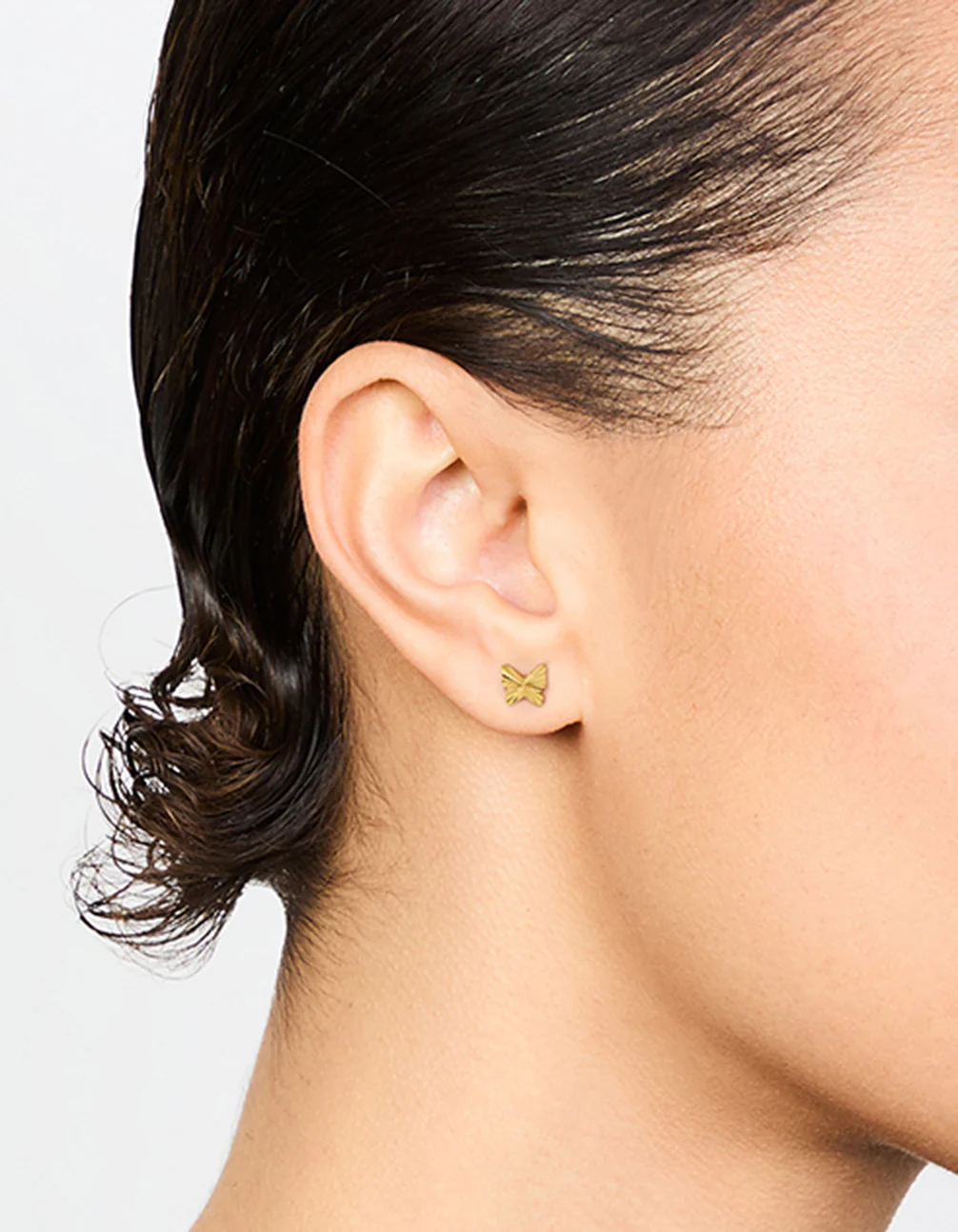Gold Plated Sterling Silver Butterfly Stud Earrings - Image 2