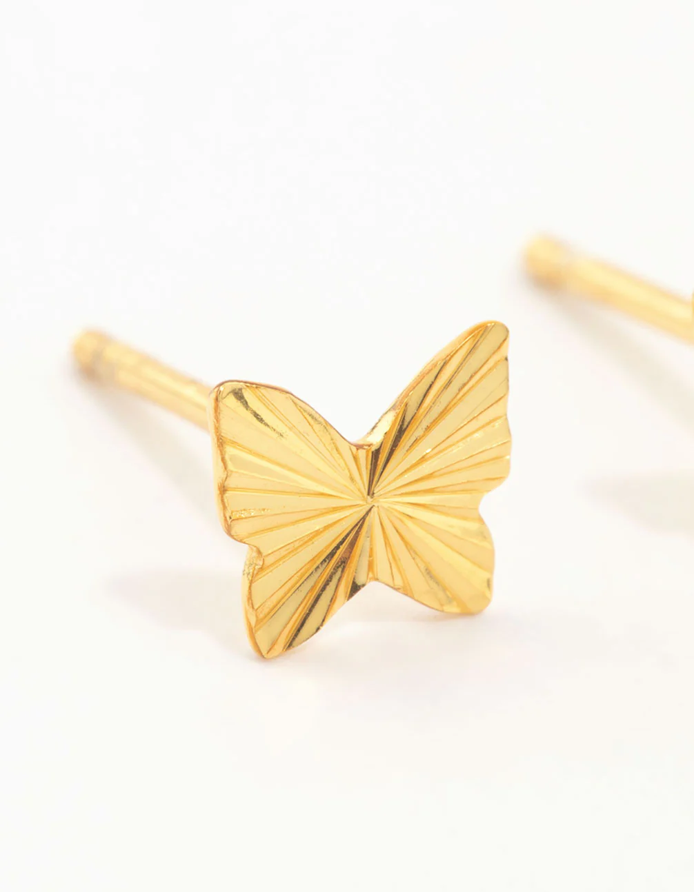 Gold Plated Sterling Silver Butterfly Stud Earrings - Image 4