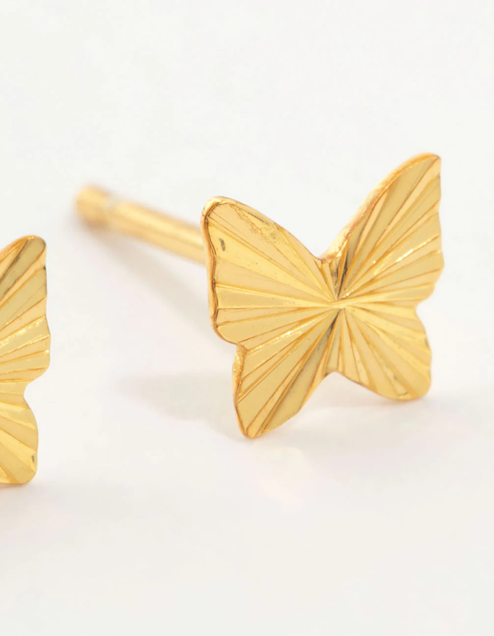 Gold Plated Sterling Silver Butterfly Stud Earrings - Image 5