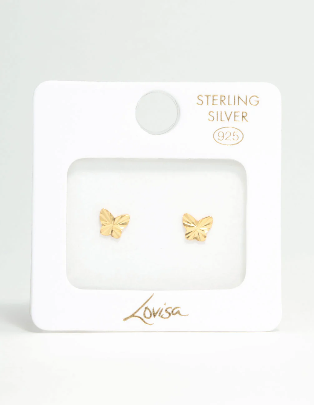 Gold Plated Sterling Silver Butterfly Stud Earrings - Image 5