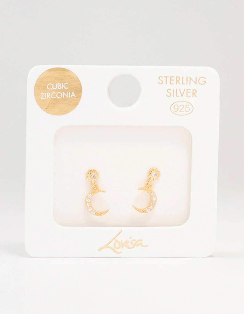 Gold Plated Sterling  Silver Celestial Cubic Zirconia Drop Earrings - Image 3