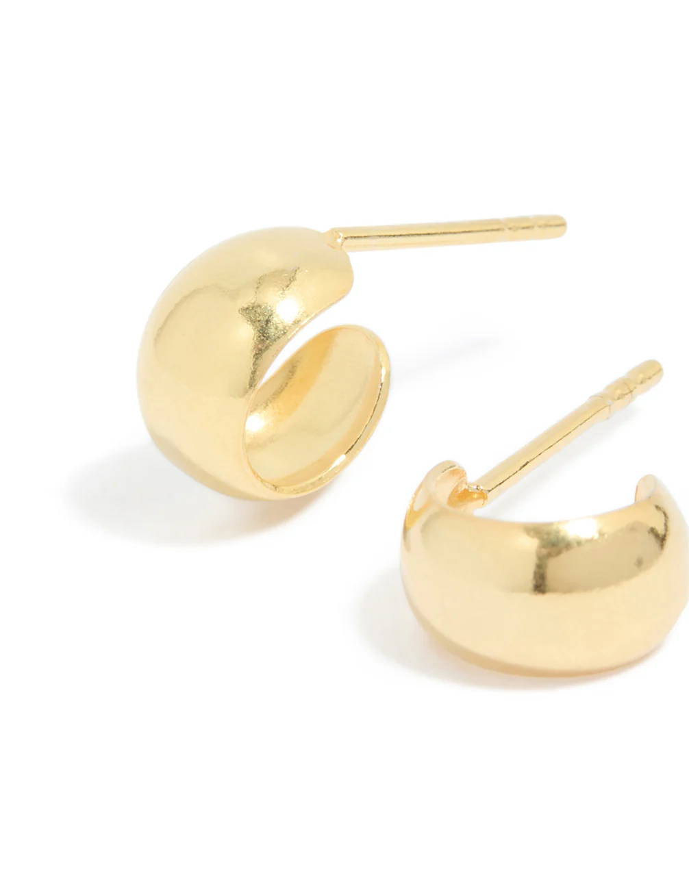 Gold Plated Sterling Silver Chubby Open Hoop Earrings - Image 3