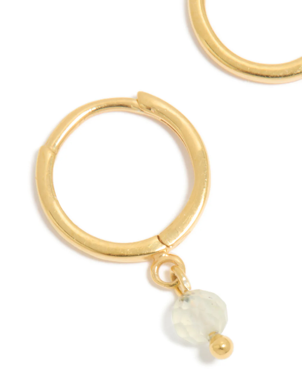 Gold Plated Sterling Silver Clear Quartz Semi Precious Stone Hoop Earrings - Image 4