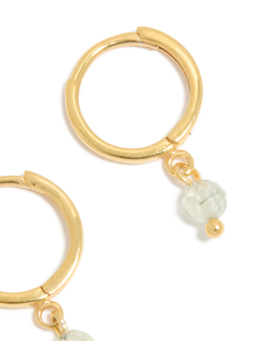 Gold Plated Sterling Silver Clear Quartz Semi Precious Stone Hoop Earrings - Image 5