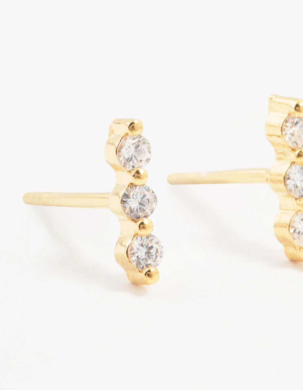 Gold Plated Sterling Silver Cubic Zirconia Bar Earrings - Image 2