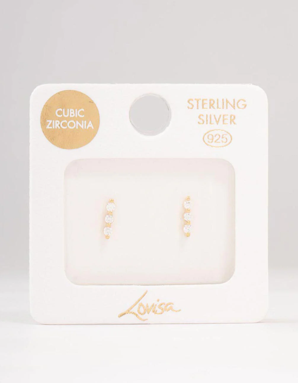 Gold Plated Sterling Silver Cubic Zirconia Bar Earrings - Image 3