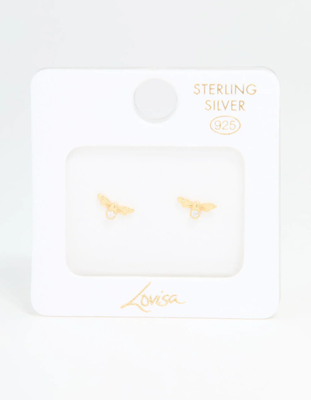 Gold Plated Sterling Silver Cubic Zirconia Bee Stud Earrings - Image 5