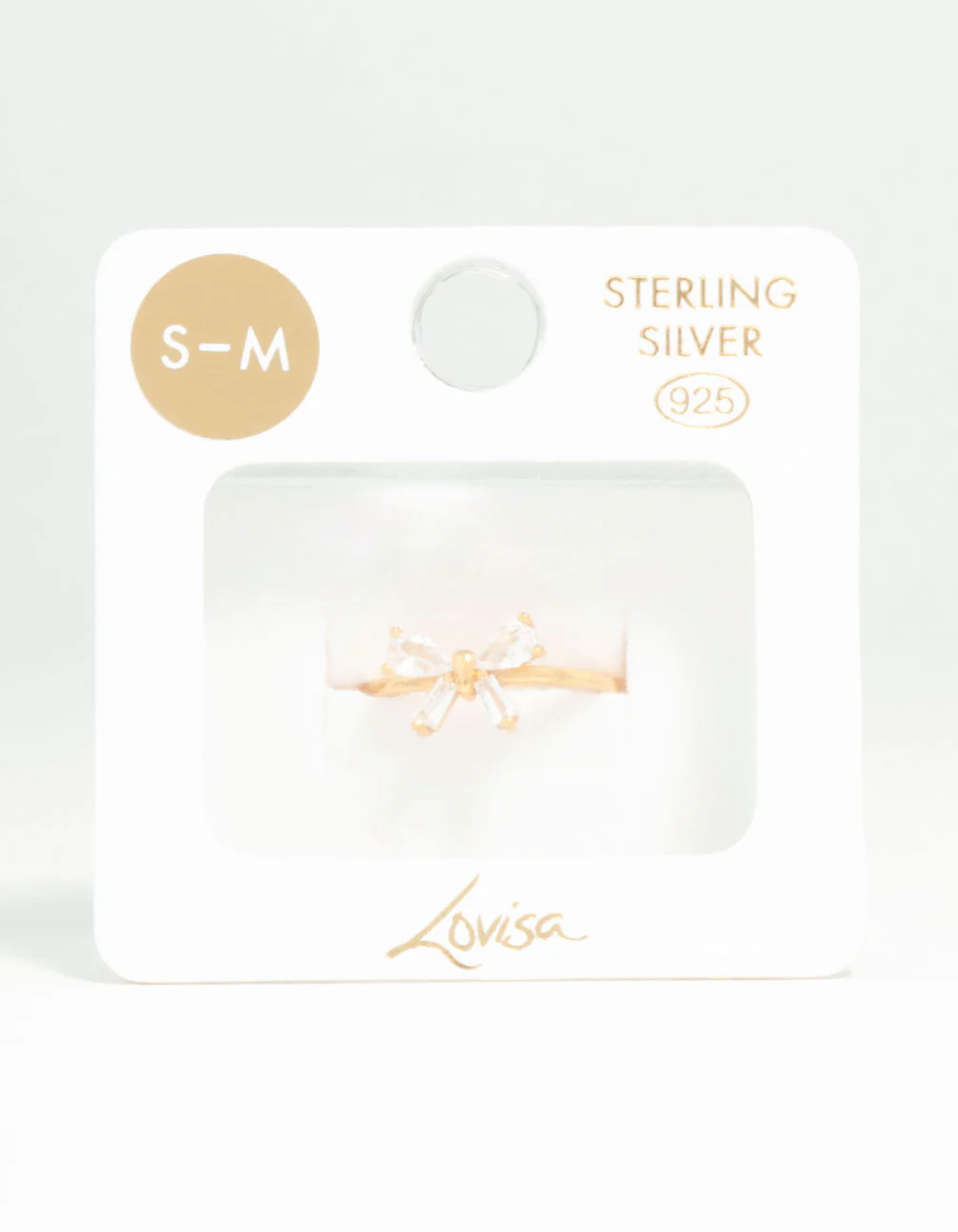 Gold Plated Sterling Silver Cubic Zirconia Bow Ring - Image 3