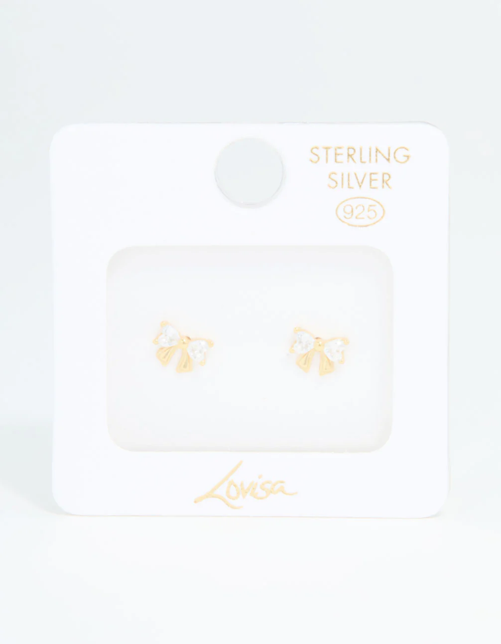 Gold Plated Sterling Silver Cubic Zirconia Bow Stud Earrings - Image 5