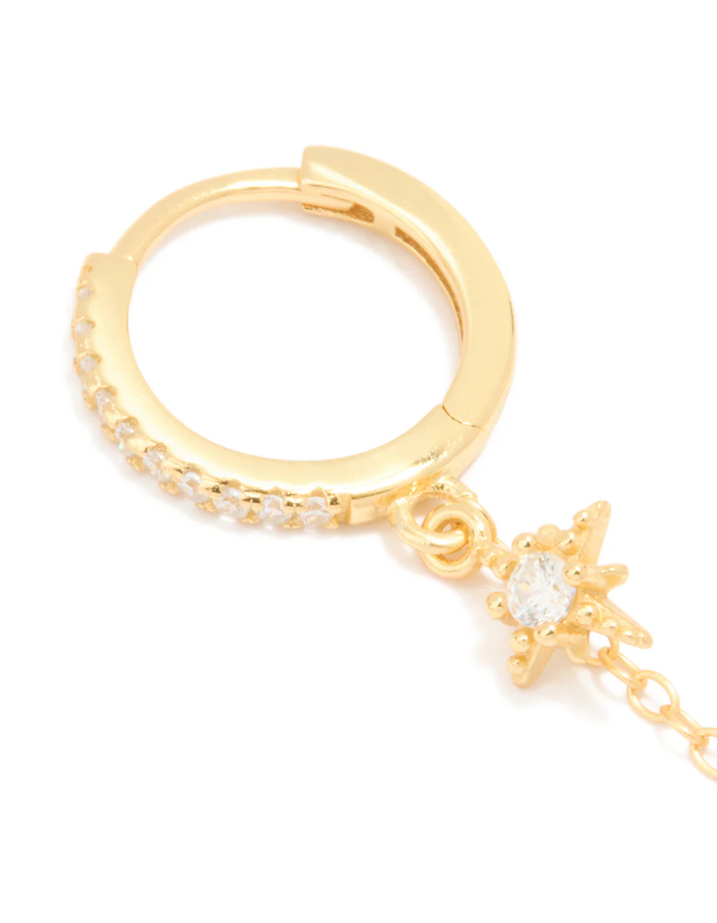 Gold Plated Sterling Silver Cubic Zirconia Chain Double Earring - Image 2