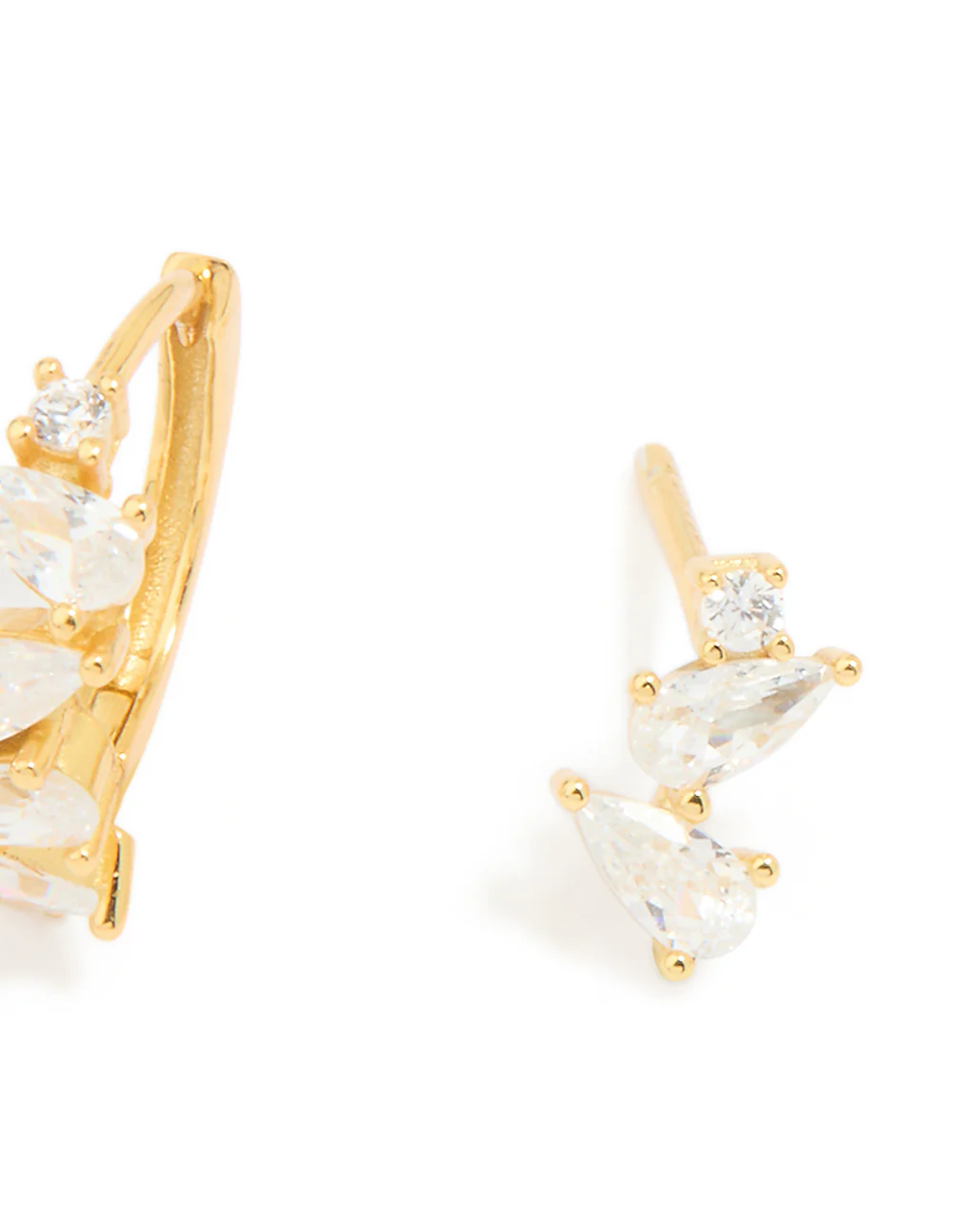 Gold Plated Sterling Silver Cubic Zirconia Chain & Stud Earrings 3-Pack - Image 3