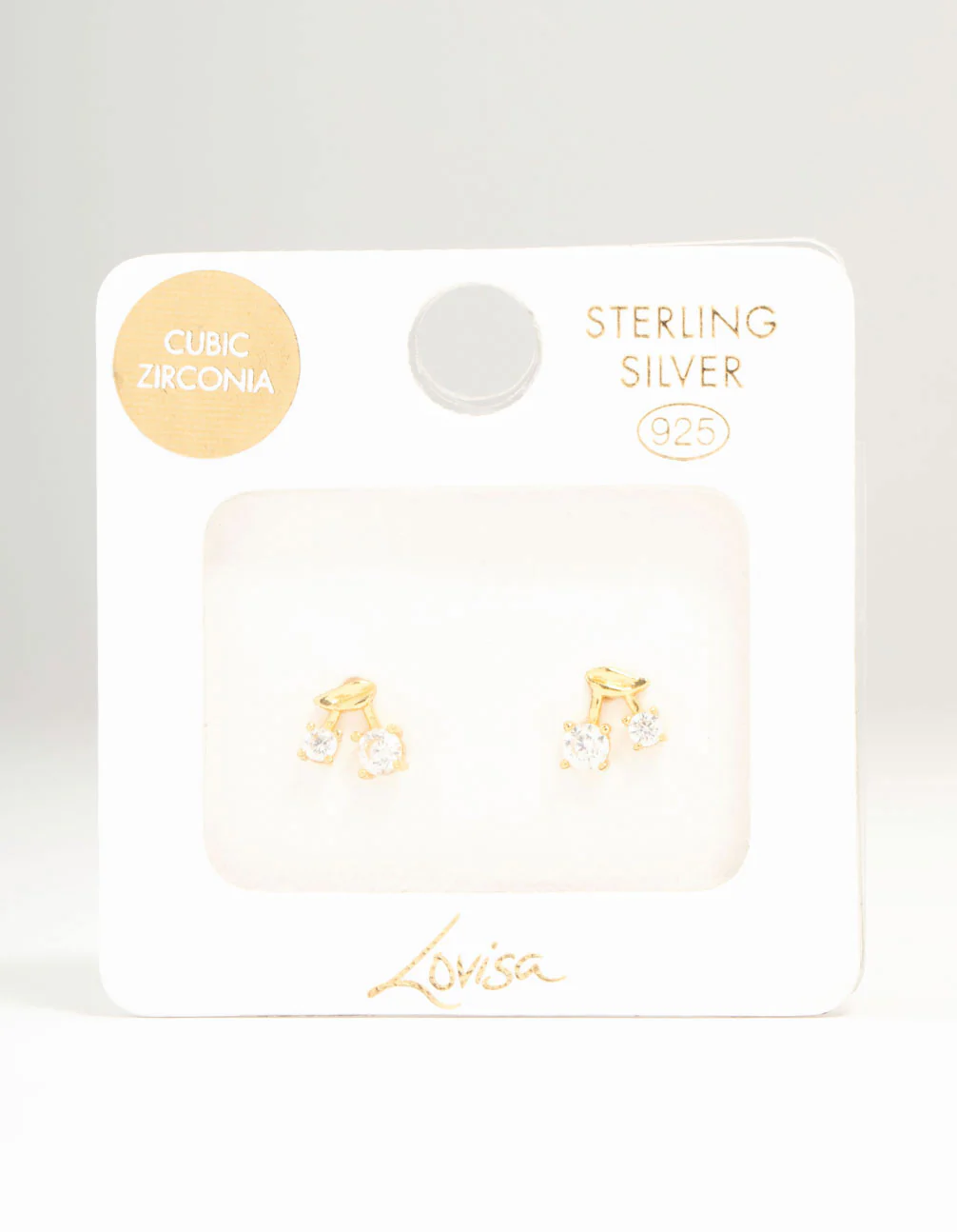 Gold Plated Sterling Silver Cubic Zirconia Cherry Stud Earrings - Image 5