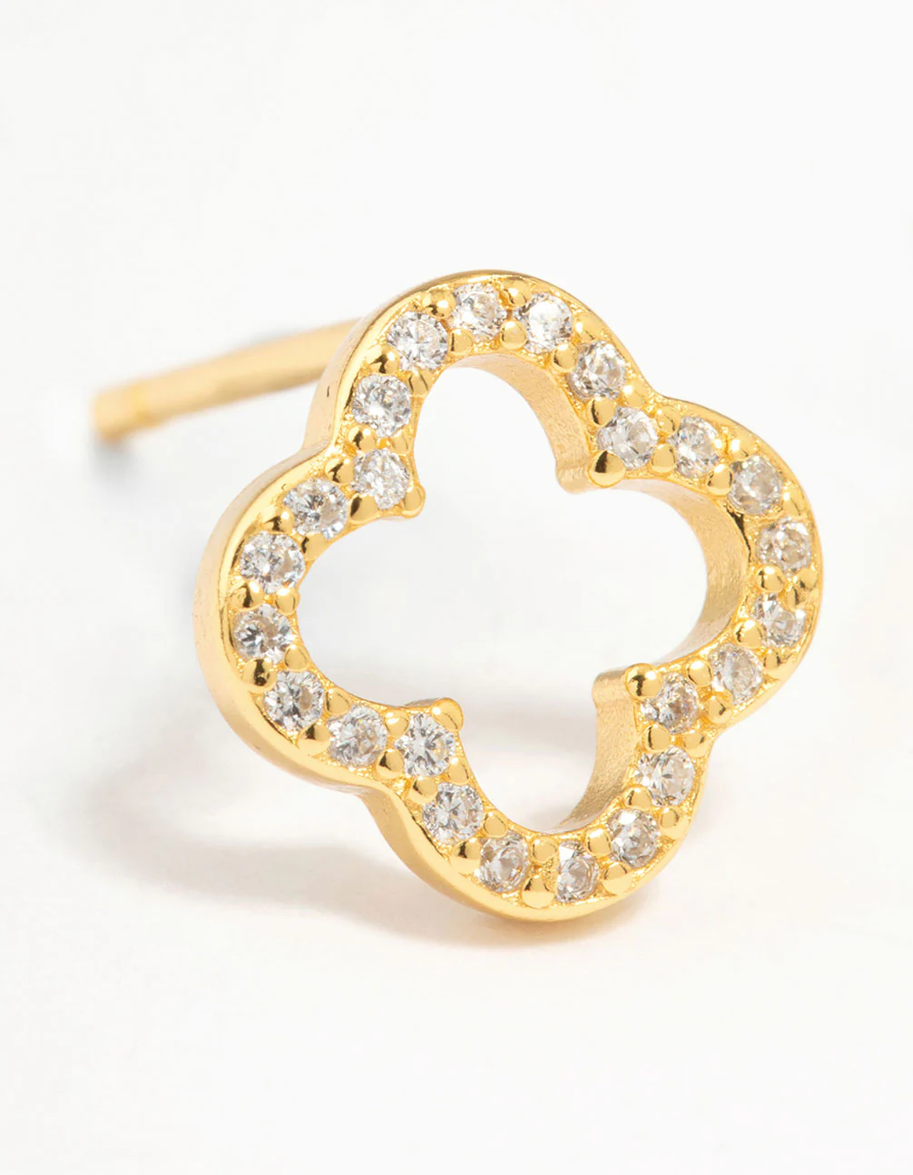 Gold Plated Sterling Silver Cubic Zirconia Flower Stud Earrings - Image 4