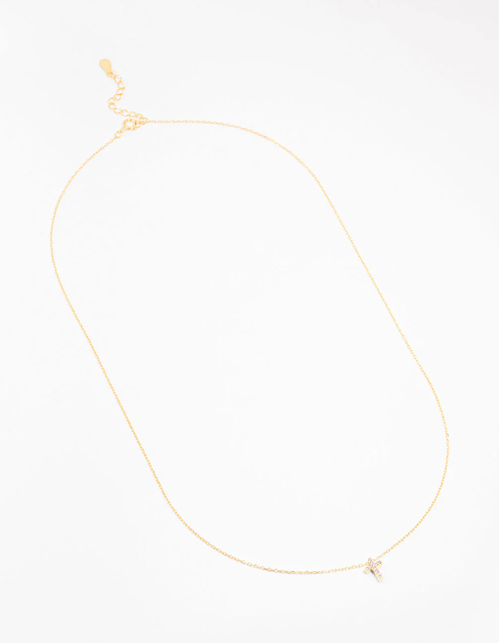 Gold Plated Sterling Silver Cubic Zirconia Cross Necklace - Image 2