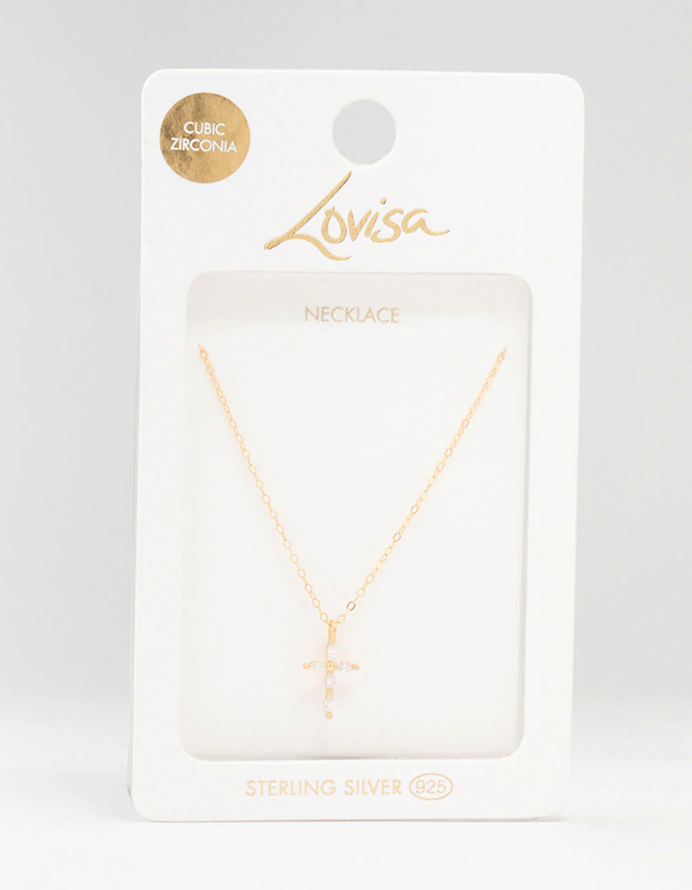 Gold Plated Sterling Silver Cubic Zirconia Cross Necklace - Image 3