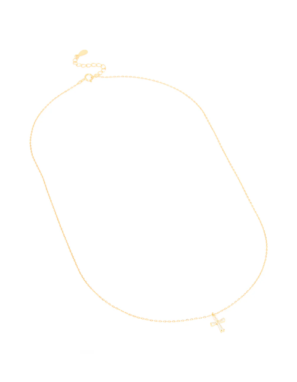 Gold Plated Sterling Silver Cubic Zirconia Cross Necklace - Image 2