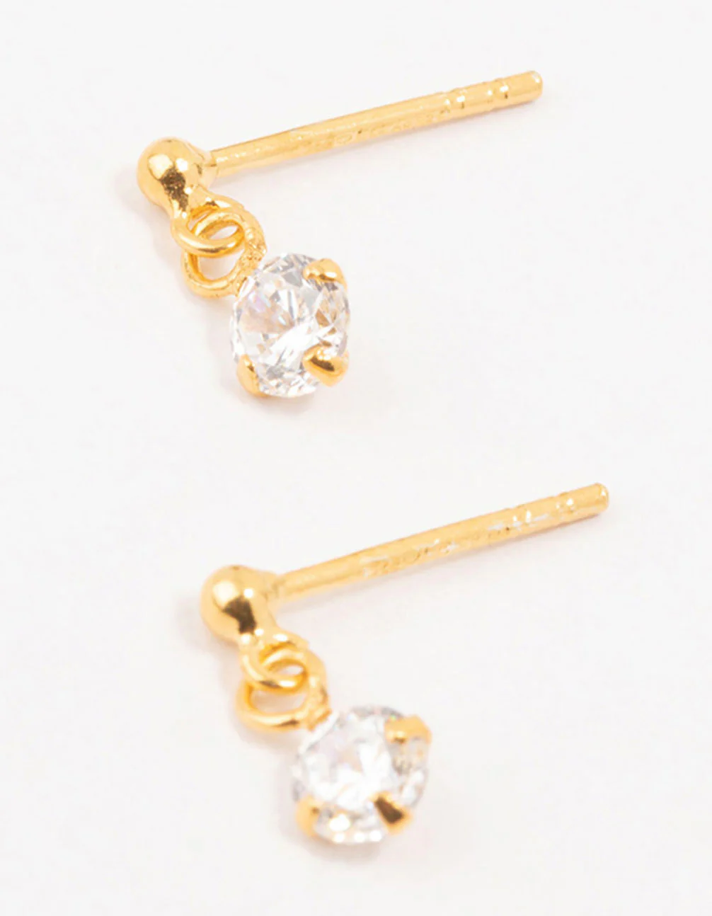 Gold Plated Sterling Silver Cubic Zirconia Drop Earrings
