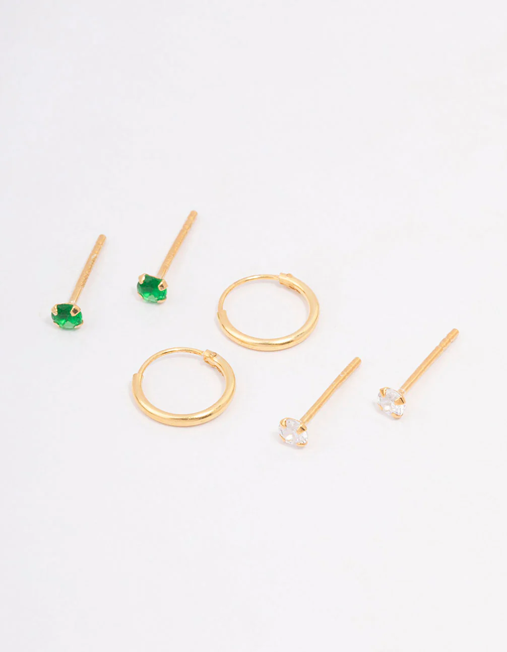 Gold Plated Sterling Silver Cubic Zirconia Earring 3-Pack