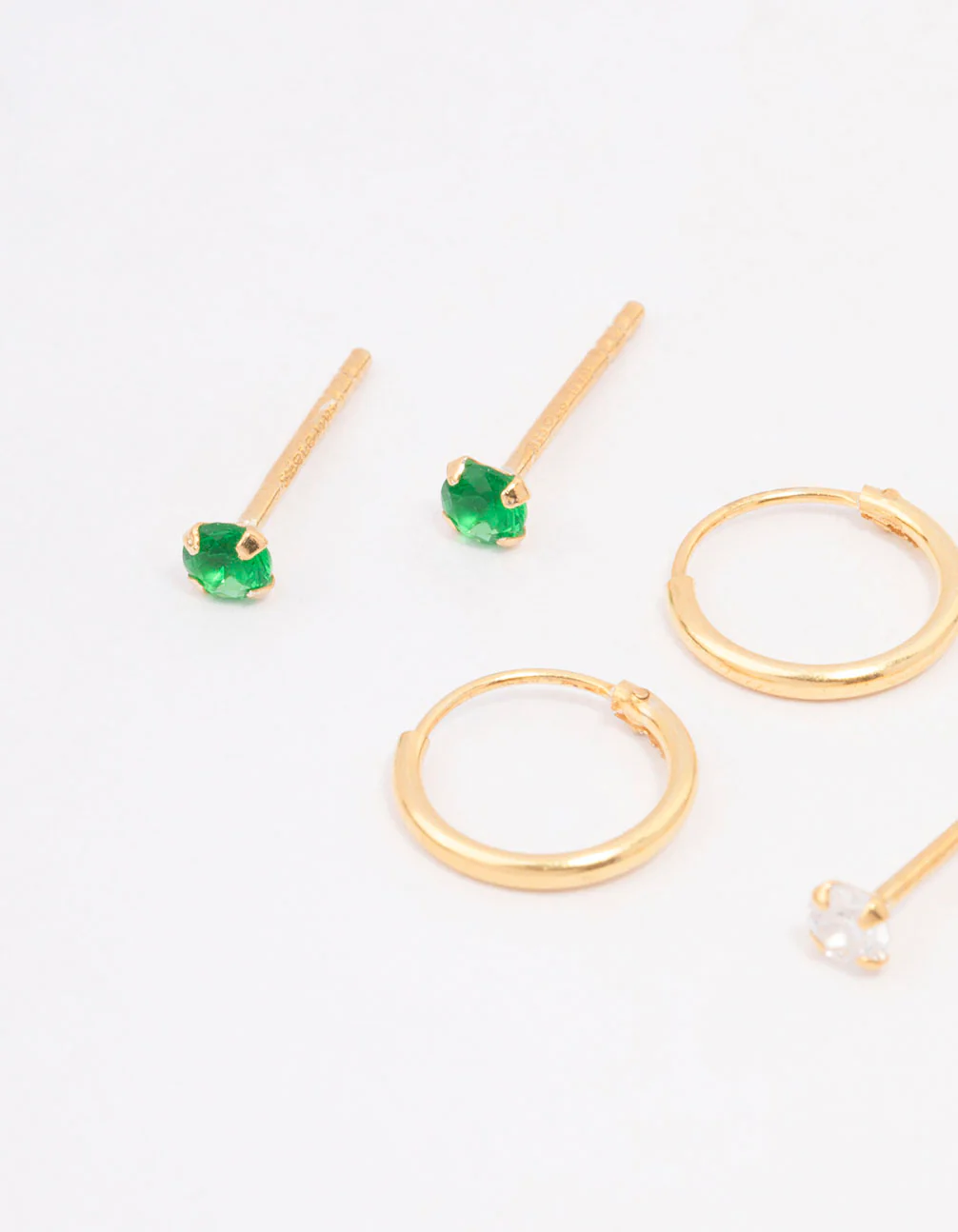 Gold Plated Sterling Silver Cubic Zirconia Earring 3-Pack - Image 2