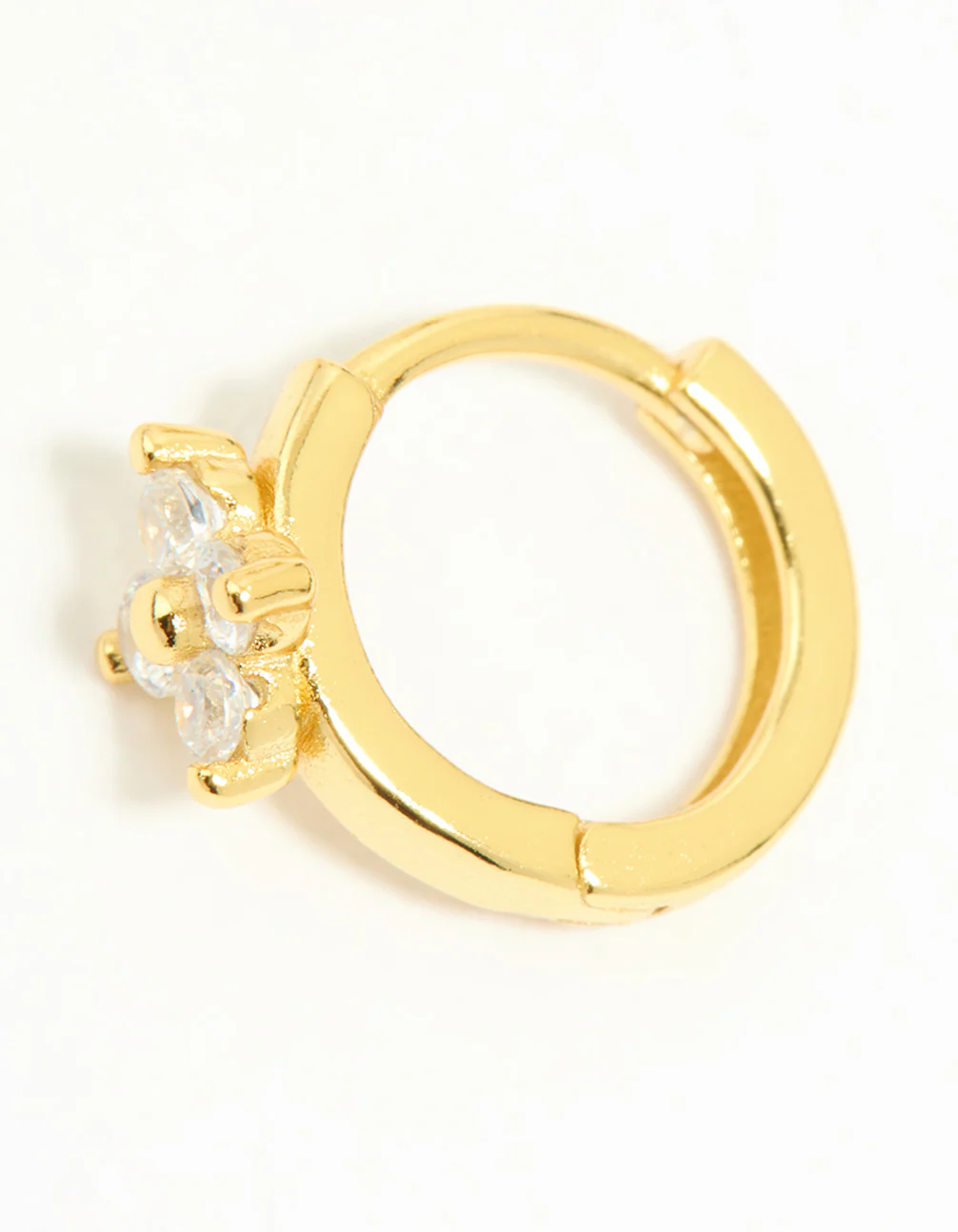 Gold Plated Sterling Silver Cubic Zirconia Flower Hoop Earrings - Image 5