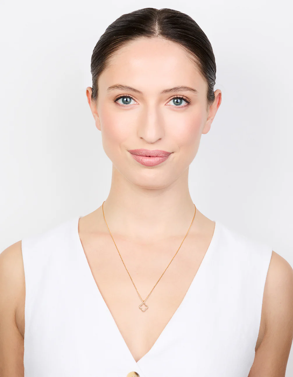 Gold Plated Sterling Silver Cubic Zirconia Flower Pendant Necklace - Image 3
